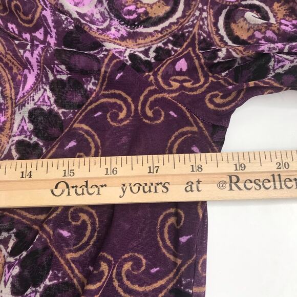 INC International Concepts Top Womens Medium Beaded Purple Paisley Semi Sheer - Picture 9 of 11
